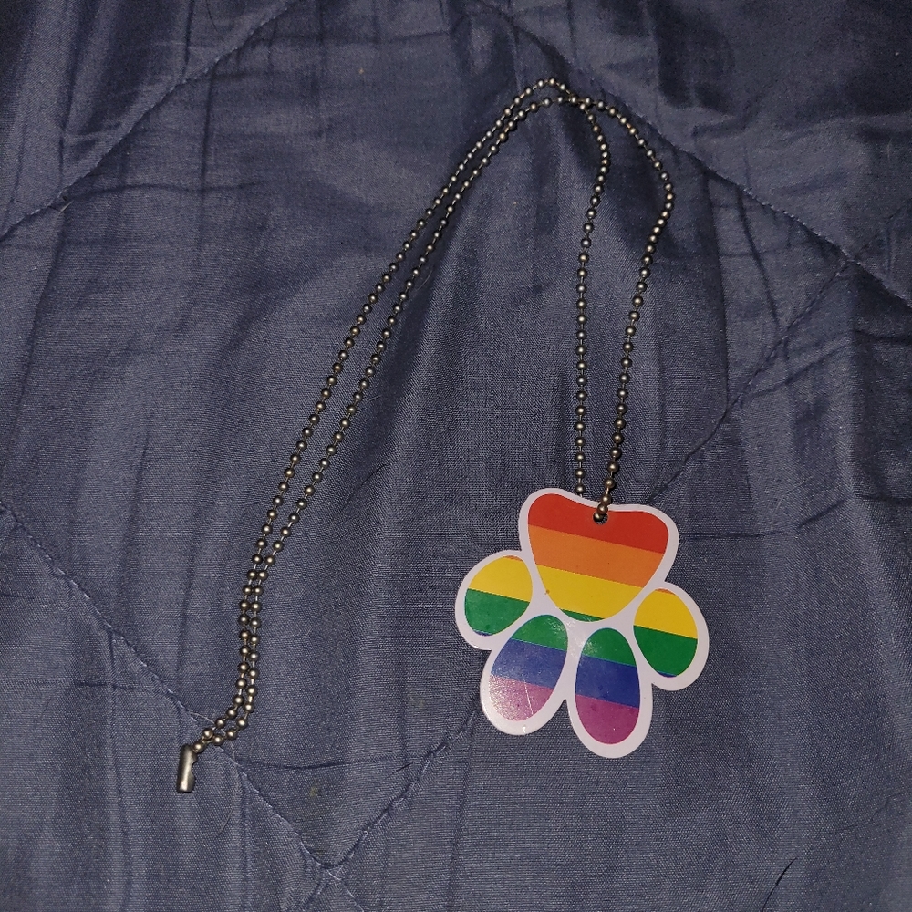 Pride Dog Paw Tag Necklace
